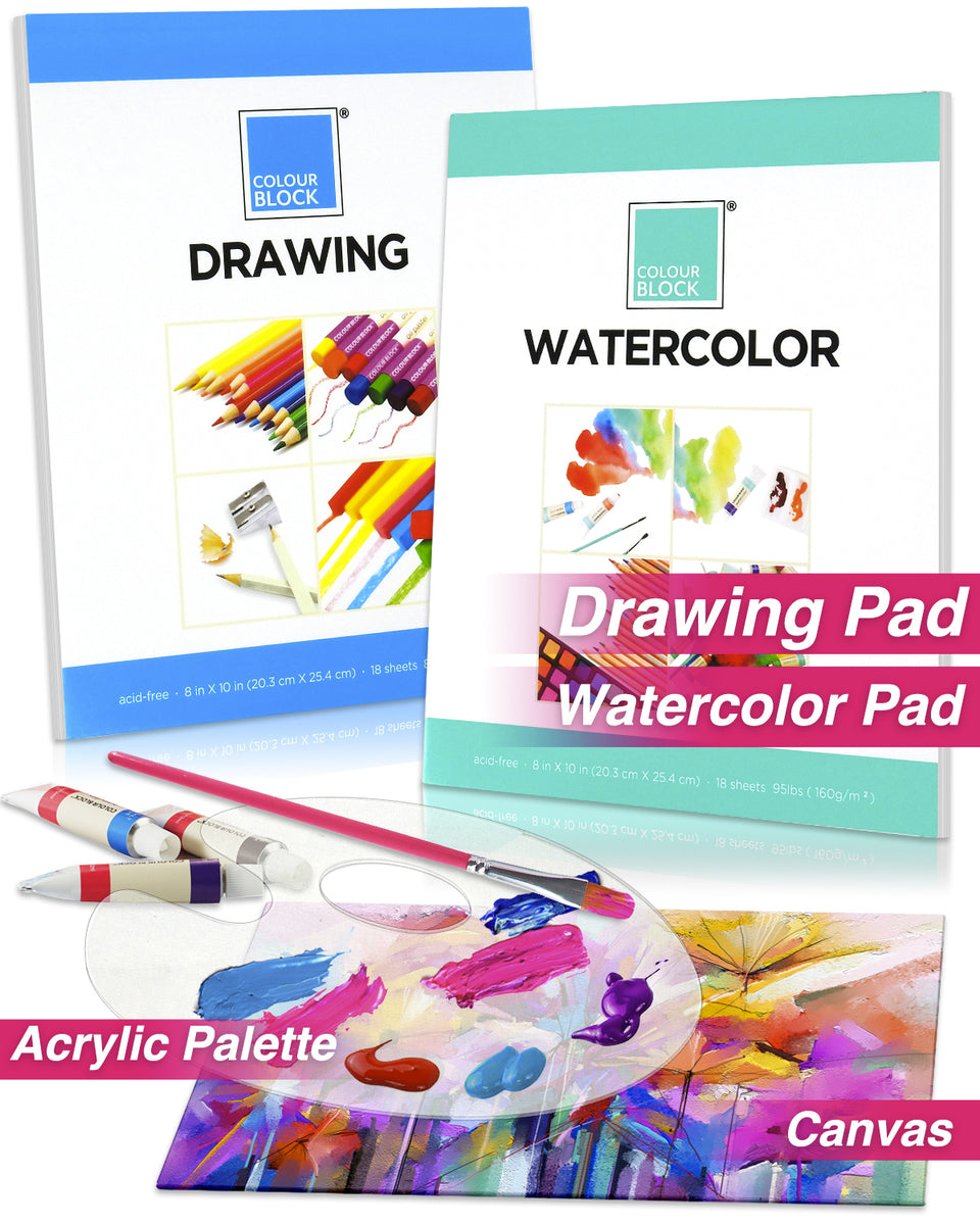 Colour Block 152 PC Wooden Easel Painting & Drawing Mixed Media Art Set - Acryli