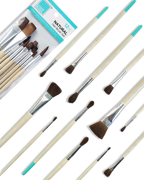 Paint Brush Set - Round Natural Hair (12/Pack) - Wholesale Price