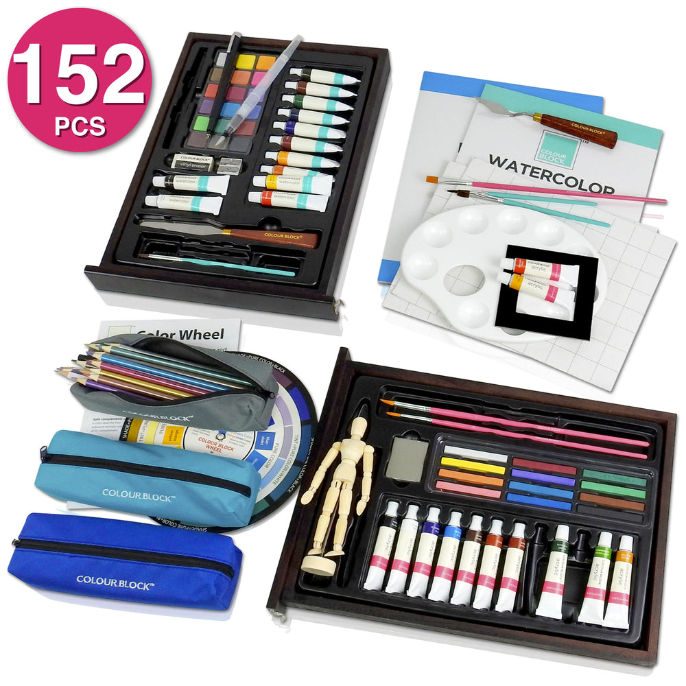 wooden box drawing art set for