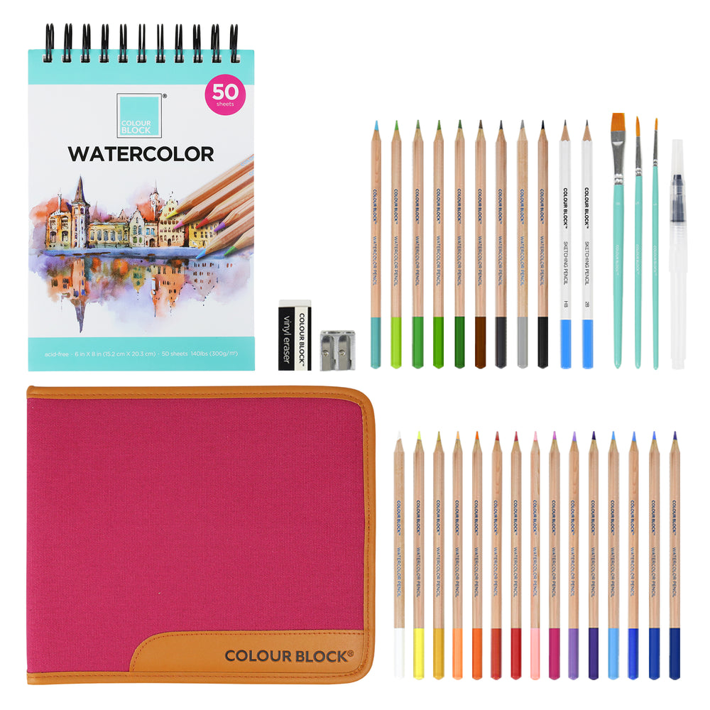 52 Pc Sketching Kit for Artists Pastel Colour Drawing Pencils for