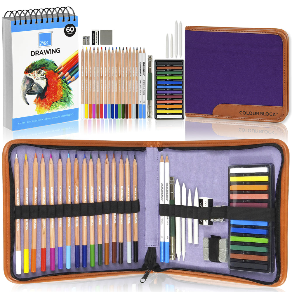  Colorpockit Coloring Kit Travel Art Set with Colored Pencils,  4x6 Coloring Cards, Built in Sharpener, Mess Free Trip Activities for  Airplanes or Car, 8.5 x 5, 34 pieces : Toys & Games
