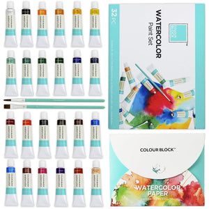 COLOUR BLOCK 62pc Watercolor Cake Set, Pencil, Brushes and Watercolor Paper Painting  Set. Art Kit for Children, Teens, Adults