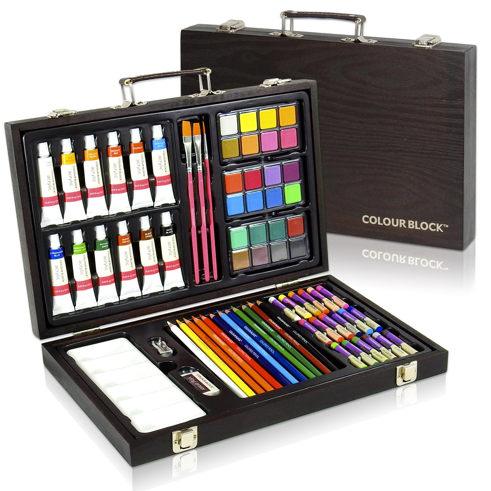 181pc Mixed Media Wood Box Art Set - Colour Block